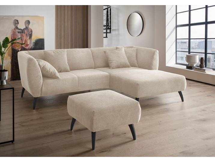 Ecksofa, 100% Polyester, Beige, 264×160 cm, Recamiere Rechts, Klassisch, Inosign