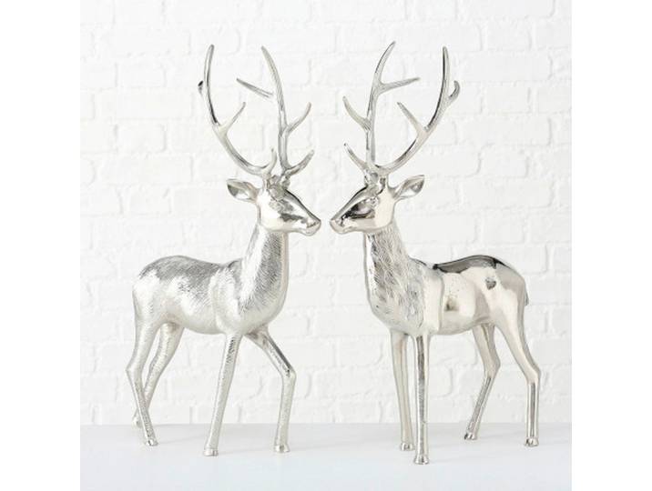 Dekohirsch, Silberfarben, Metall, 20x67x40 cm, Dekoration, Weihnachtsdekoration, Winterdeko