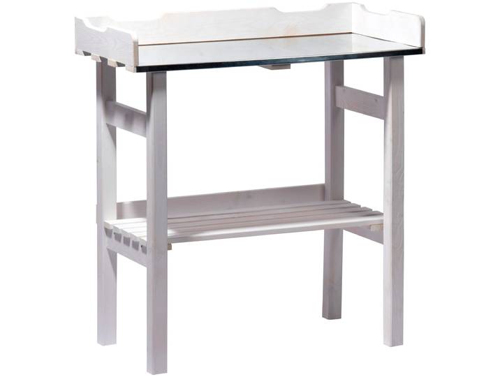 Pflanztisch DOBAR, weiss (weiß), B:78cm H:84cm T:38cm, Tische, Pflanztisch, verzinkte Arbeitsfläche mit Umrandung