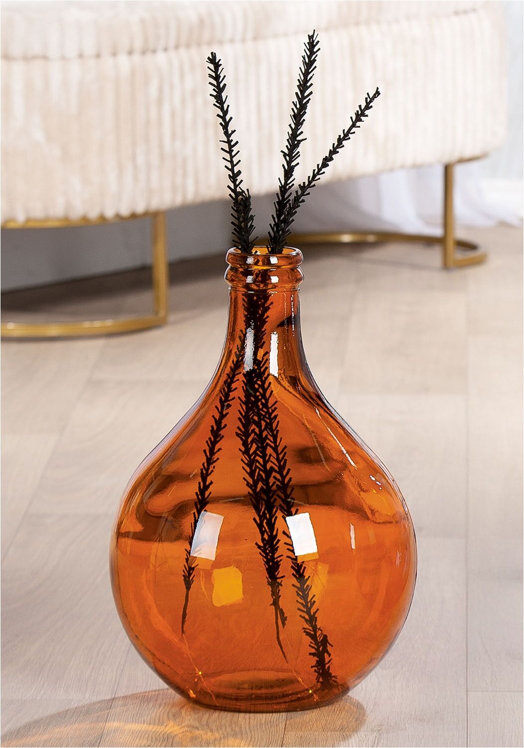 Tischvase GILDE "Vase Cordoba", orange, B:29cm H:43cm T:29cm Ø:29cm, Glas, Vasen, Tischvase orange B/H/T: 29cm x 43cm x 29cm Ø 29cm