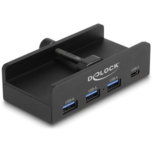 Delock Externer USB 5 Gbps 4 Port Hub 3 x USB Typ-A und 1 x USB Type-C mit Feststellschraube