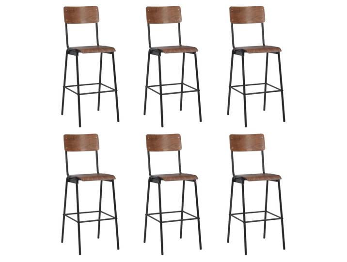 vidaXL Barhocker 6 Stk. Massives Sperrholz Stahl