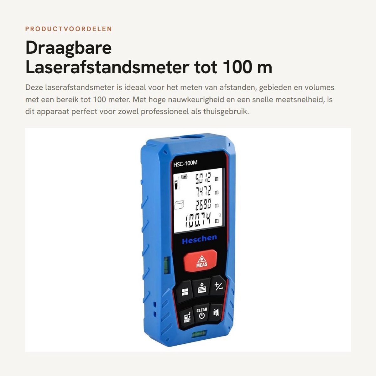 Dailygoods Draagbare Laserafstandsmeter tot 100 m - Blauw