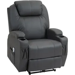 MODFU Massagesessel Bonded Leather Dunkelgrau mit Liegefunktion und Fußstütze