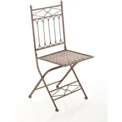 Décoshop26 - Klappbarer Gartenstuhl Terrasse Balkon rustikales Design gealtertes braunes Schmiedeeisen 10_0003594