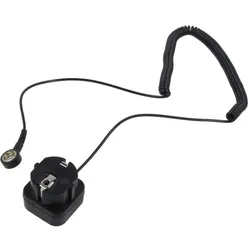 ESD Erdungskabel mit Schutzkontaktstecker, spiralförmig, 1MΩ, 2,4m, schwarz
