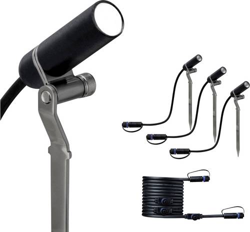 Paulmann Plantini 94156 Beleuchtungssystem Plug & Shine LED-Gartenstrahler-Erweiterung 3er Set LED 7.5W Warmweiß Anthrazit