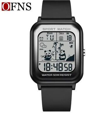 Inspired Finds OFNS Rectangular Digital Sports Watch With LED Display And Timing Code black