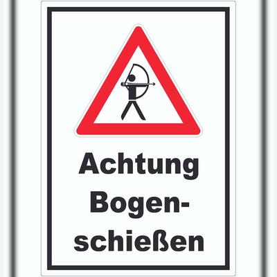 HB-Druck Achtung Bogenschießen Aufkleber A8 (52x74mm)