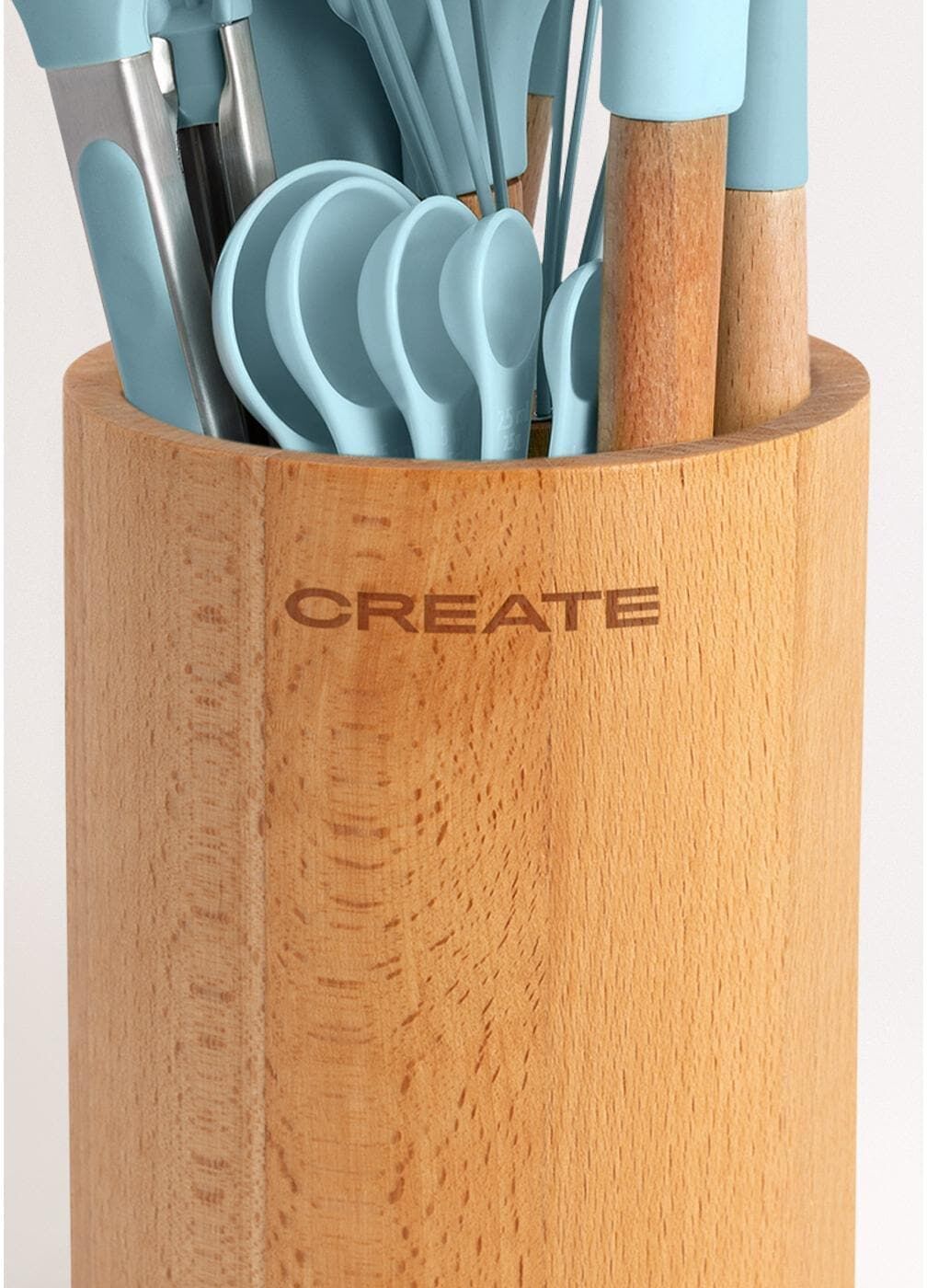 Kochbesteck-Set "Create Set", blau, Buchenholz, Kochbesteck-Sets, Kochbesteck-Set blau Einheitsgröße