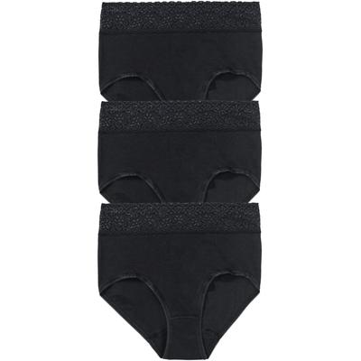 Taillenslip SPEIDEL "Natalie", Damen, Gr. 48, schwarz, Obermaterial: 100% Baumwolle, unifarben, Unterhosen Taillenslip, bequem, dekorativ, weich, elastisch, mit Spitze, Baumwolle