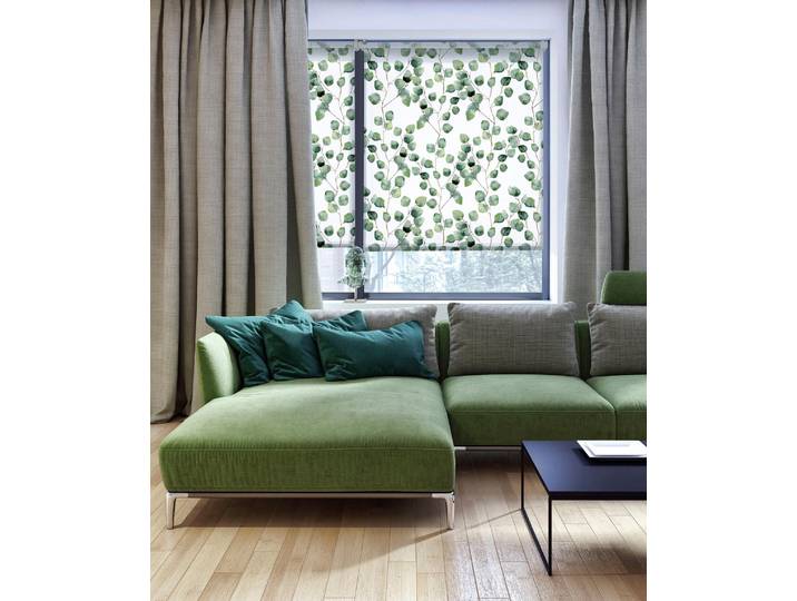 Seitenzugrollo GARDINIA Easyfix Rollo Digiprint Gr. 4, grün (weiß, blattgrün, weiß), B:60cm H:150cm, Polyester, Rollos, Seitenzugrollo, mit Weidenkätzchen Motiv