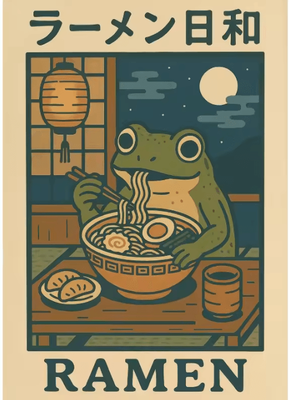 Inspire Curations Funny Japanese Frog Bathtub Poster Retro Sushi Kitchen Wall Art Canvas 3 30x40cm
