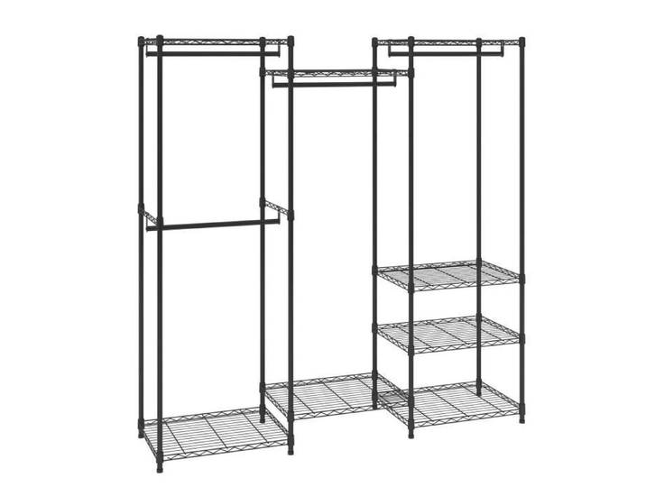 Portant à Vêtements - VEVOR - Porte-Manteau avec Roulettes Porte-Manteau Acier Charge 362 kg 8 Étagères 4 Barres