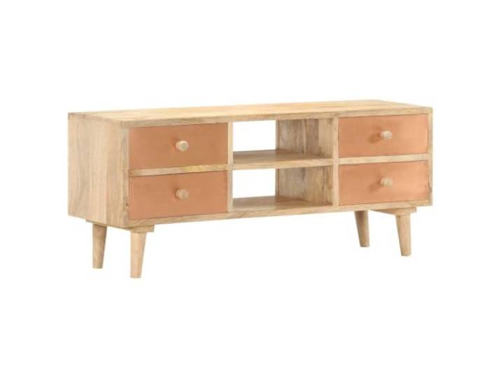 GHVBNMF TV-Schrank Massivholz Mango Lowboard Fernsehtisch 110x30x45cm Rustikales Hifi-Board aus echtem Holz mit 4 Schubladen für Ihr Wohnzimmer, bietet viel Platz und stilvolle Ordnung.