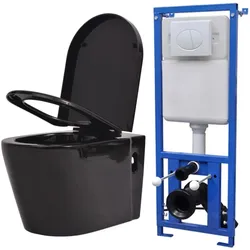 Helloshop26 - Wandhängendes WC mit Unterputzspülkasten Keramik-WC-Becken schwarz 02_0003579