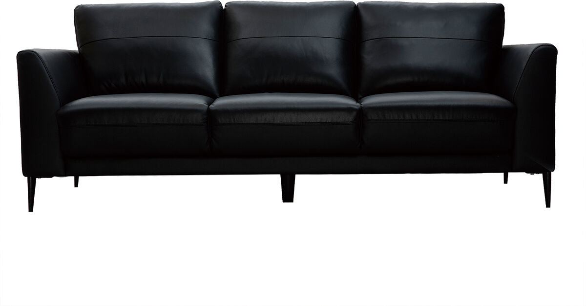 Miliboo 3-Sitzer schwarzes Ledersofa JOPLIN - Büffelleder