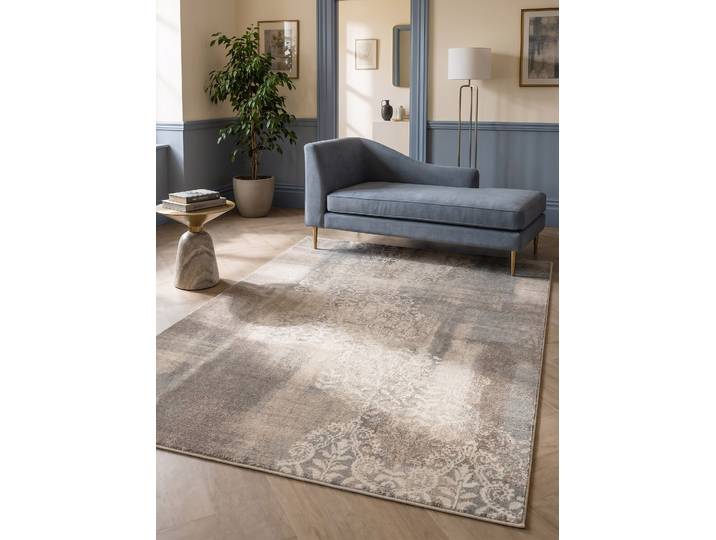 Kurzflorteppich Kirae Beige 200 x 290cm recyceltem Polyethylenterephthalat