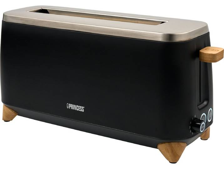 Princess 142361 Broodrooster Pure - 6 bruiningsstanden - 1000W - bamboe - zwart