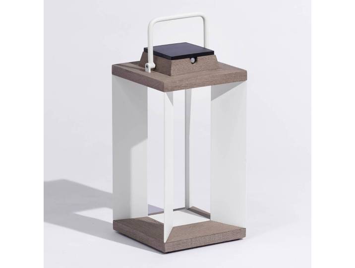 Les Jardins Solarlaterne Teckalu, Duratek/weiß, 45,5cm dimmbar, Aluminium, Laternenform