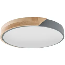 Deckenleuchte Deckenlampe Holzleuchte Wohnzimmerlampe rund grau LED D 31 cm