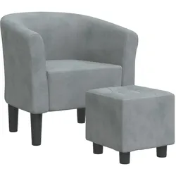 Décoshop26 - Lounge-Sessel mit bequemer Sitzfläche modernem Design und Fußstütze aus dunkelgrauem Samt DEC026423 DEC026423