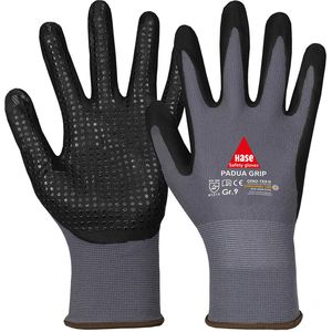 Hase Arbeitshandschuhe Padua Grip, 508150, Nitril-Beschichtung, grau, Größe 9 / L, 10 Paar
