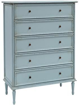 Casa Florentina Emile 5-Drawer Tall Dresser - Distressed Blue Gray - Ballard Designs