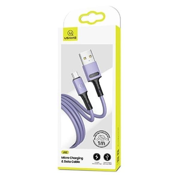 Usams Kabel U52 microUSB 2A Fast Charge 1m purpurowy/purple SJ435USB04 (US-SJ435) (1 m, USB 3.2 Gen 1) (SJ435USB04)