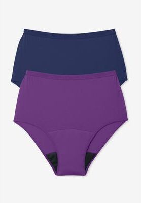 Plus Size Women's Cotton Leak-Proof Brief 2-Pack by Comfort Choice in Dark Pack (Size 15)