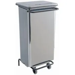 Mülltonne Orgavente Continox mobil Edelstahl 110 L mit Fußpedal und zwei fahrbaren Rädern, HACCP gerecht