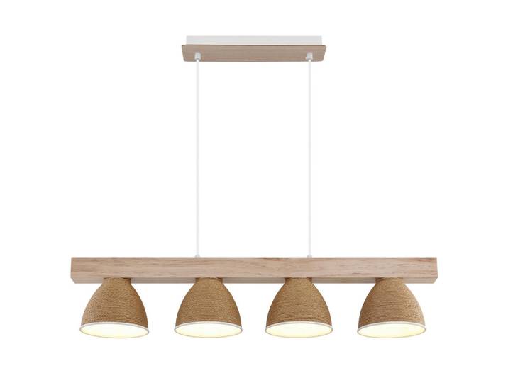 Globo Hängeleuchte Lyndon, Braun, Weiß, Holz, Metall, Papier, 15x120x75 cm, beliebig kürzbar, Lampen & Leuchten, Innenbeleuchtung, Hängeleuchten, Pendelleuchten