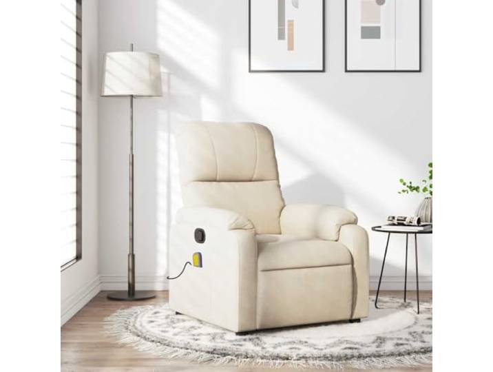 YUTAASU Beige Massage Recliner Chair with Vibration Manual Reclining, 6 Massage Points, USB Powered, Microfiber Upholstery, Side Pocket, 110 kg Capacity