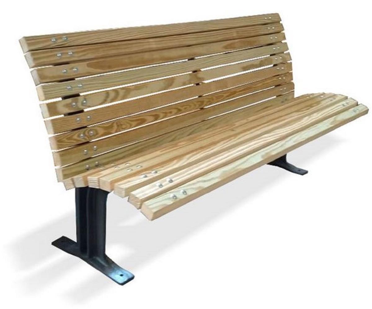 Casa Padrino Parkbank - Stadtbank mit Rückenlehne Naturfarben / Schwarz 180 cm