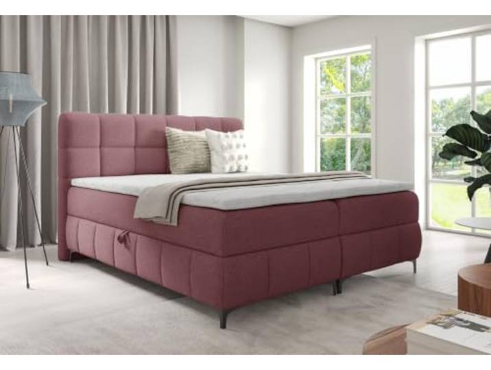 Boxspringbett Polsterbett Doppelbett Bett mit Topper und Bettkasten Inkl. Bonell-Federkern & Topper, viel Stauraum Altrosa 140x200 cm