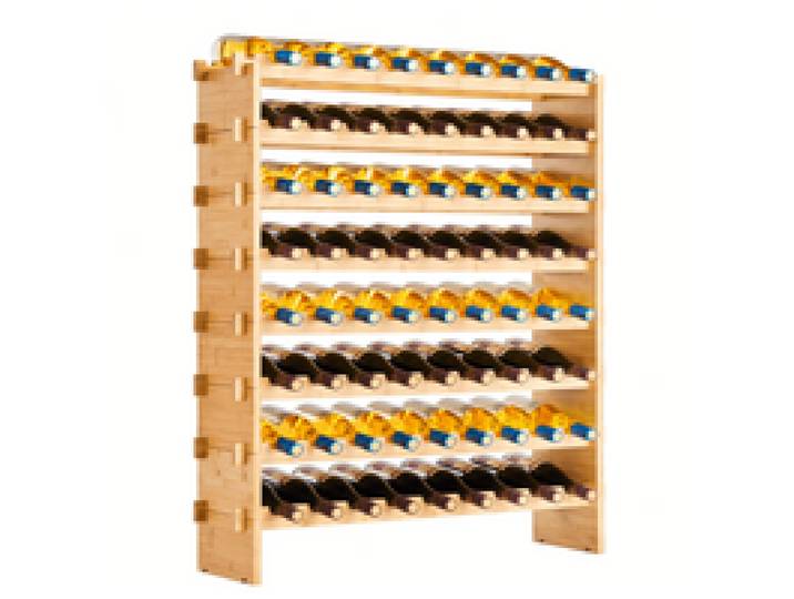 VEVOR stapelbares modulares Weinregal für 72 Flaschen, 8-stöckig, Flaschenregal mit 80 kg Gesamtbelastbarkeit, wackelfrei, Weinflaschenständer für Küche Weinkeller Bar, Weinflaschenhalter Natur