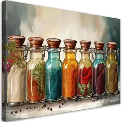 LEINWANDBILD Bunte Gewürze Kräuter 100x70cm