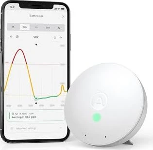 Airthings Wave mini - Sensor für Luftqualität, Luftfeuchtigkeit, Temperatur und Luftchemikalien