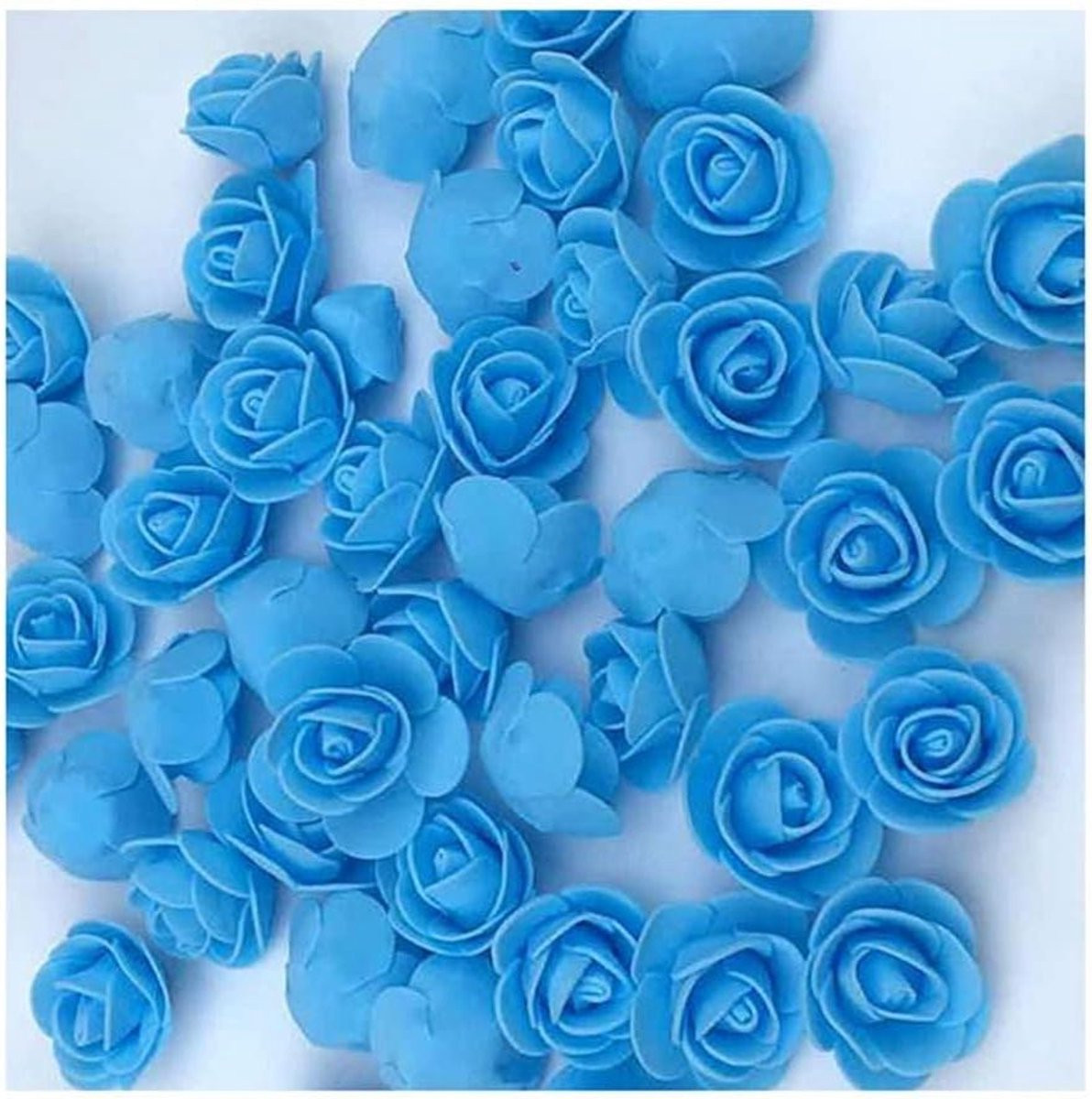 Mini Schuimrozen Blauw - Kunstrozenkoppen voor Decoratie - 35 cm