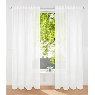 Gardine OTTO HOME "Dolly, 1 Stück, Multifunktionsband, transparent, gewebt" Gr. 4, beige (naturweiß), B:140cm H:245cm, Polyester, Polyester, Gardinen, Gardine, transparent, glatt, gewebt