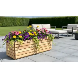 Rhombus Pflanzkübel L 40 x 80 cm - Pflanzkasten aus Lärche, naturbelassen - zetiloser Blumenkübel - idealer Blumenkasten für Ihre Terrasse
