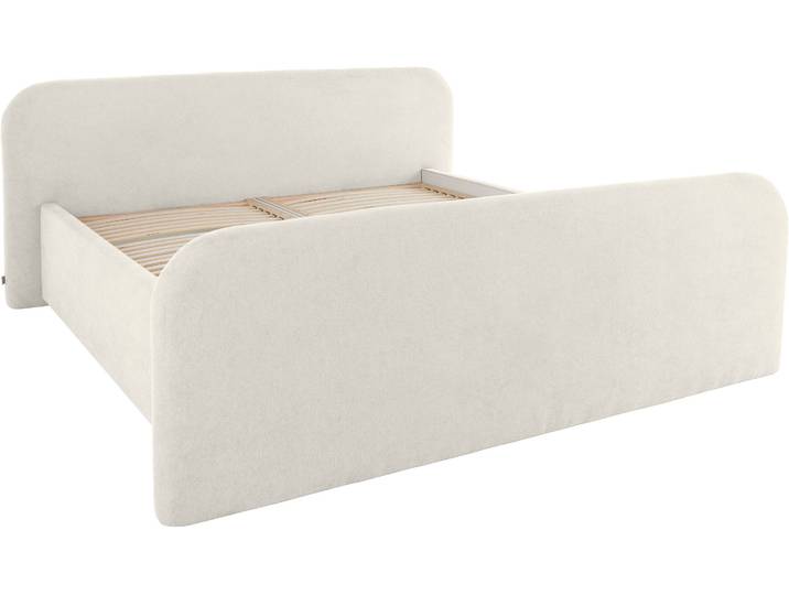 Polsterbett, Microfaser, Creme, 242×224 cm, Mit Bettkasten, Klassisch Modern, LeGer