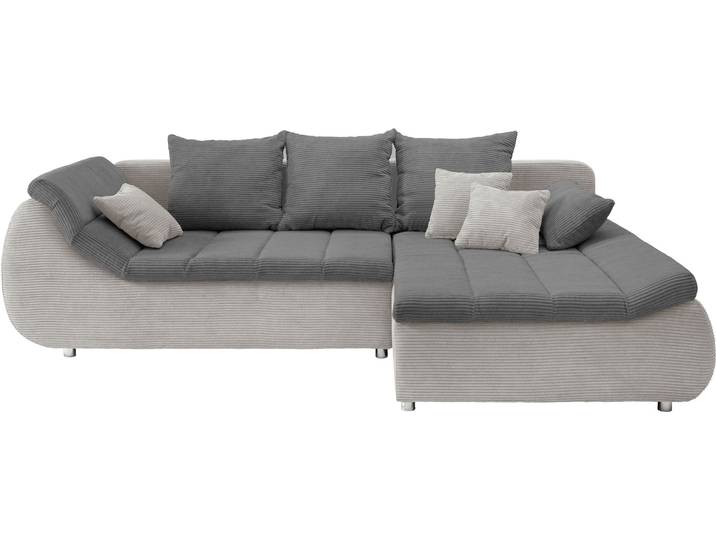 Ecksofa, Microfaser PRIMABELLE, Silber/Grau 270×170 cm, Ausziehbar & Bettkasten, Modern, Inosign