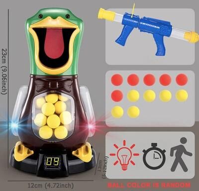 Uplift Picks Hungry Duck Shooting Toy Soft Bullet Target Game With Scoring Lights For Kids light And Timer