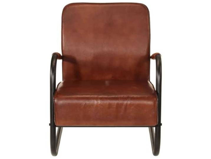 NLQMSU Brauner Sessel aus echtem Leder mit Armlehnen und Eisenrahmen Weiche Sitzfläche und Rückenlehne, Industriestil, Wohnzimmer, Lesen, Fernsehen, Entspannen