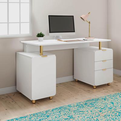 Modern Designs Modern Executive Floating Desk with 3 Drawers & Sleek Work Surface