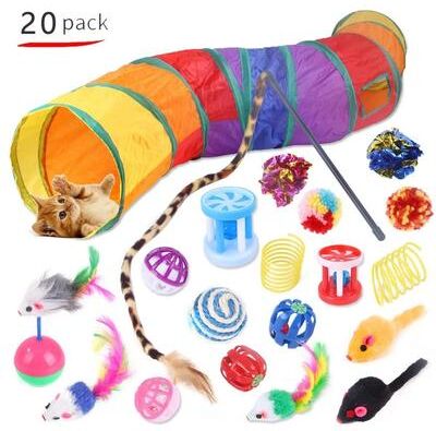 Inspired Finds Interactive Cat Toy Variety Set With Sisal Mouse, Bell Balls & Teaser Wand Collection 20pack