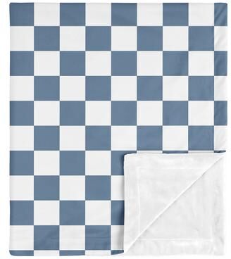 Sweet Jojo Designs Blue Gingham Checkered Plaid Boy Baby Receiving Security Swaddle Blanket -Vintage Classic Checkerboard, Retro