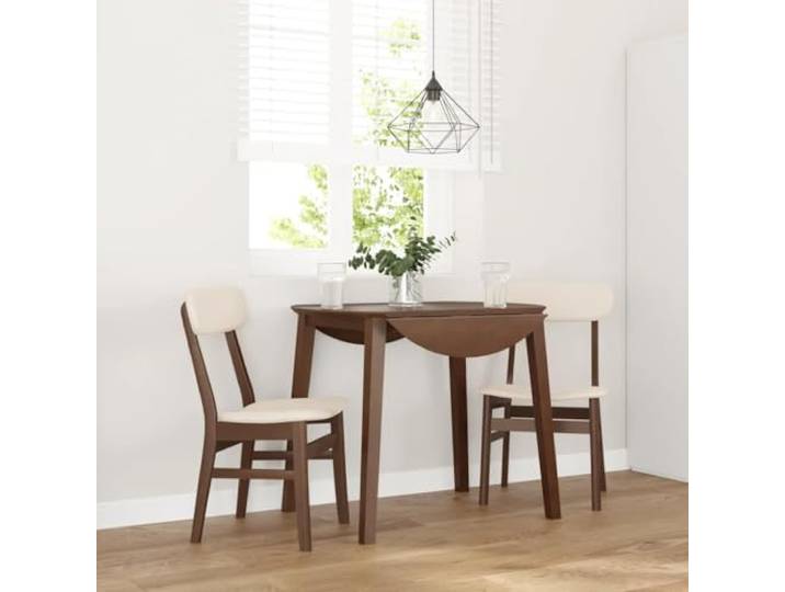 HEFZGDB Esszimmerstühle mit Kissen 2 STK. Braun Massivholz Gummibaum Ergonomische Rückenlehne Bequeme Polsterung Langlebiges Naturmaterial für Wohnzimmer und Essbereich