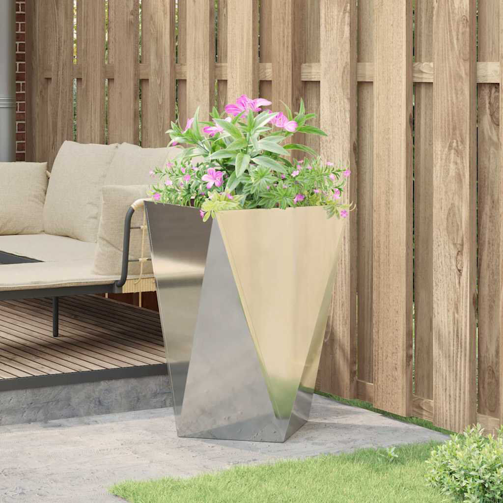 17 Stories Planter Box Galvanised Silver 75cm H x 50cm W x 50cm D